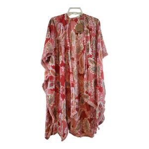 Kori women's kimono paisley floral pink and red small/medium NWT cover up